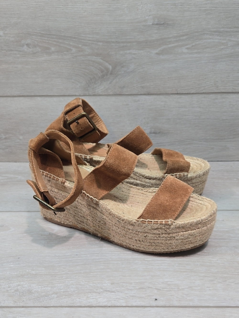 Soludos By Anthropologie Womens Suede Espadrille Platform Sandals Shoes Sz 7.5